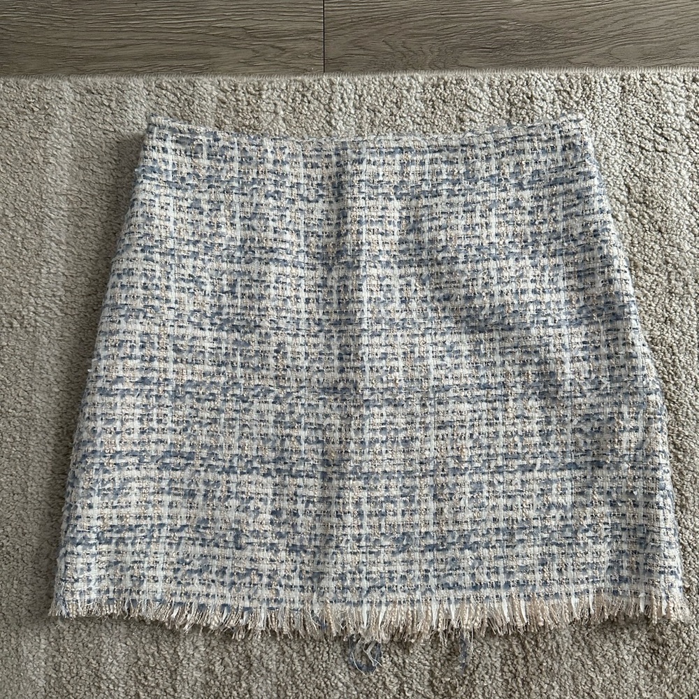 Aqua Tweed Skirt in Blue and Cream